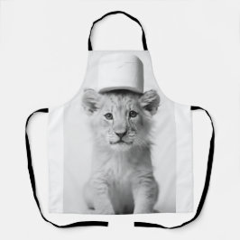 Funny Lion Cub Wearing Toilet Paper Hat Minimalist エプロン