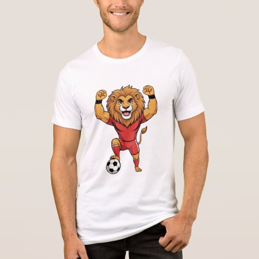 Funny Lion King plays football トライブレンドTシャツ (正面)
