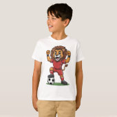 funny lion play football tシャツ (正面フル)