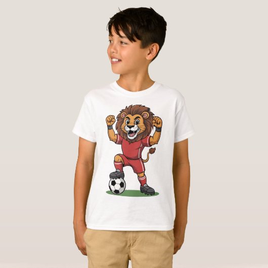 funny lion play football tシャツ (正面フル)
