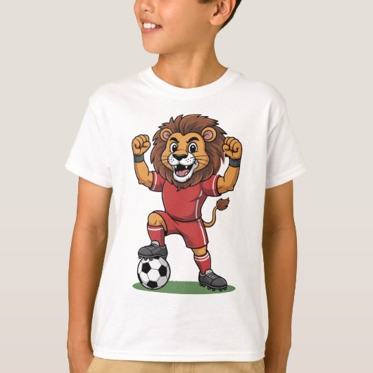 funny lion play football tシャツ (正面)