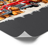 Funny Lion Riding Christmas Tree Truck Christmas  ポスター (角)