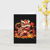 Funny Lion Snake Chinese New Year 2025 Womens Mens カード (黄色い花)