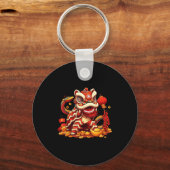 Funny Lion Snake Chinese New Year 2025 Womens Mens キーホルダー (正面)
