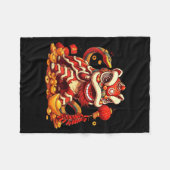Funny Lion Snake Chinese New Year 2025 Womens Mens フリースブランケット (正面(横))