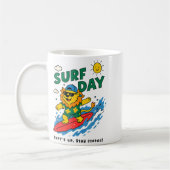 Funny Lion Surfing Summer Vacation Surf Day Boys G コーヒーマグカップ (左)