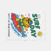 Funny Lion Surfing Summer Vacation Surf Day Boys G フリースブランケット (正面(横))