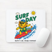 Funny Lion Surfing Summer Vacation Surf Day Boys G マウスパッド (マウス)