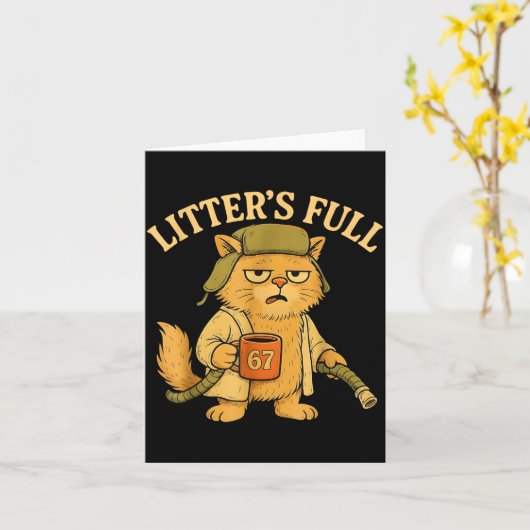 Funny Litter’s Full Cat Parody 67 Six Seven Meme  カード (黄色い花)