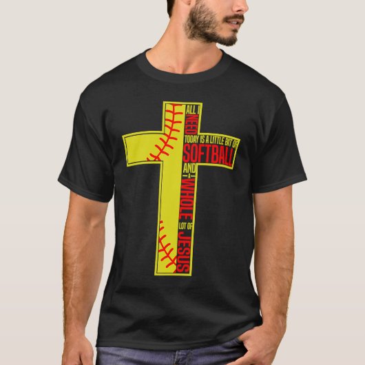 Funny Little Bit Of Softball Whole Lot Of Jesus Tシャツ (正面)