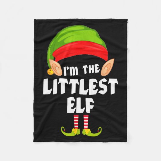 Funny Littlest Elf Matching Family Group Pj Christ フリースブランケット (正面)
