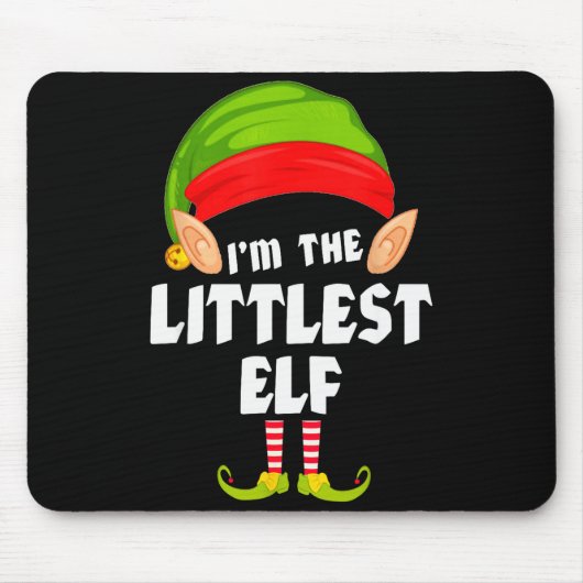 Funny Littlest Elf Matching Family Group Pj Christ マウスパッド (正面)