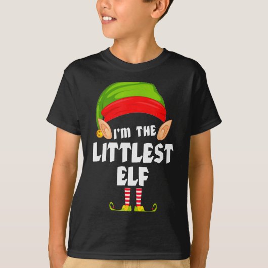 Funny Littlest Elf Matching Family Group Pj Christ Tシャツ (正面)