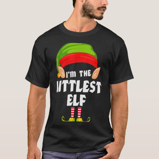 Funny Littlest Elf Matching Family Group Pj Christ Tシャツ (正面)