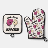 Funny Liver + Onions How Offal Food Jokes 鍋つかみ&鍋敷きセット (正面)