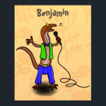 Funny lizard singing with microphone cartoon ポスター<br><div class="desc">Our funny lizard is singing with a microphone in cartoon style. Karaoke anyone?</div>