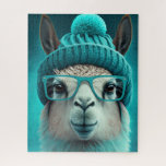 Funny Llama Alpaca Cute Animals Hats Glasses ジグソーパズル<br><div class="desc">Funny Llama Alpaca Cute Farm Zoo Animals Wearing Hats and Glasses</div>