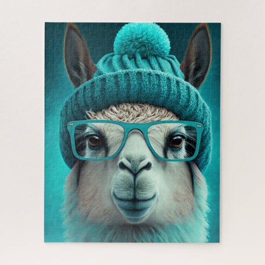 Funny Llama Alpaca Cute Animals Hats Glasses ジグソーパズル (縦)