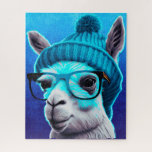 Funny Llama Alpaca Cute Animals Hats Glasses ジグソーパズル<br><div class="desc">Funny Llama Alpaca Cute Farm Zoo Animals Wearing Hats and Glasses</div>