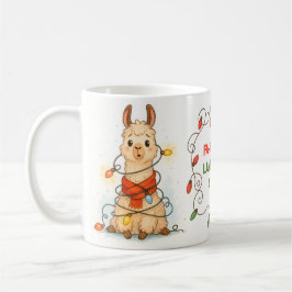 Funny Llama Christmas Lights Mug コーヒーマグカップ