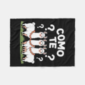 Funny llama flower garland como te question mark F フリースブランケット (正面(横))