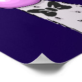 Funny Llama Illustration Blowing a Pink Bubble ポスター (角)