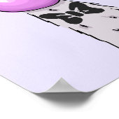 Funny Llama Illustration Blowing a Pink Bubble ポスター (角)