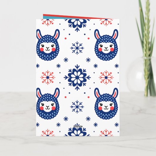 Funny Llama No Prob-Llama Photo Christmas カード (裏面)