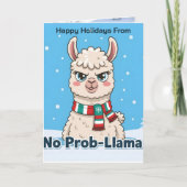 Funny Llama No Prob-Llama Photo Christmas カード (正面)