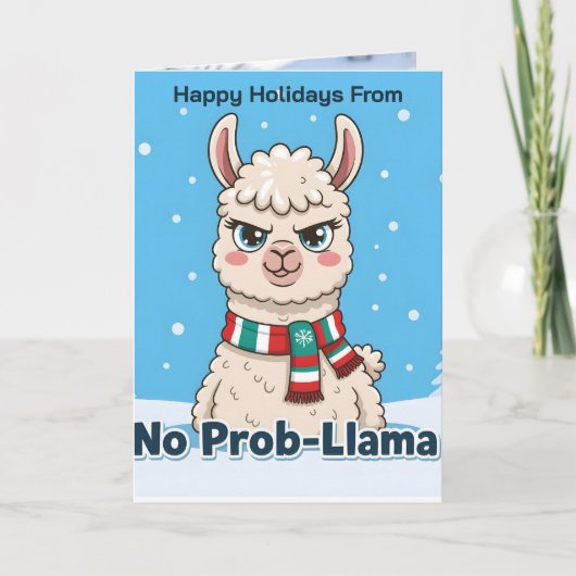 Funny Llama No Prob-Llama Photo Christmas カード (正面)