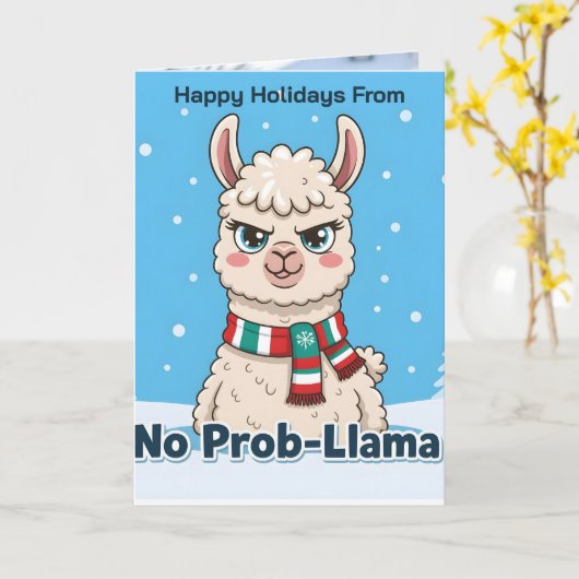 Funny Llama No Prob-Llama Photo Christmas カード (黄色い花)