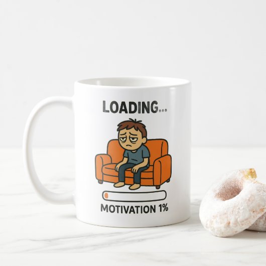Funny Loading Motivation 1% Coffee Mug  コーヒーマグカップ (ドーナツ)