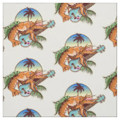 funny lobster playing a ukulele ファブリック (見本)