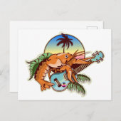 funny lobster playing a ukulele ポストカード (正面/裏面)