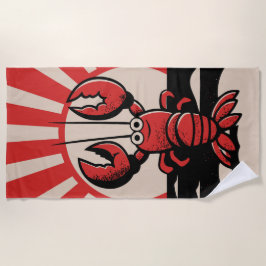 Funny Lobster – Retro Beach Design ビーチタオル