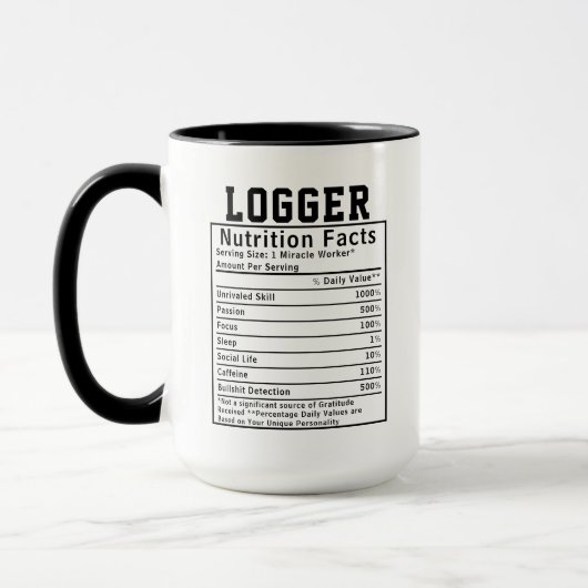 Funny Logger Nutrition Facts Forestry Worker Gift マグカップ (左)