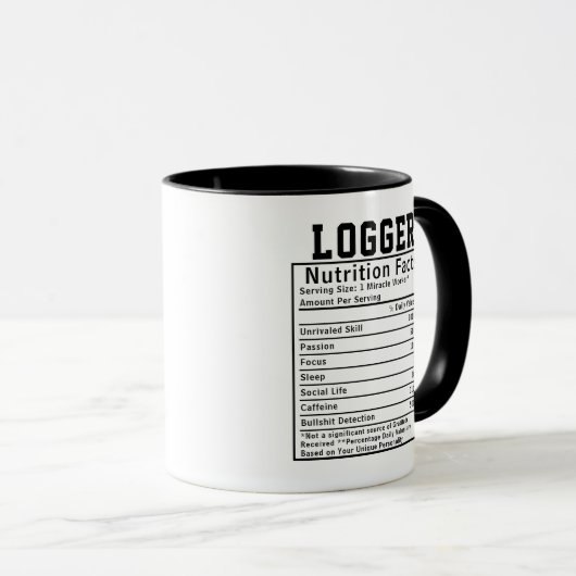 Funny Logger Nutrition Facts Forestry Worker Gift マグカップ (正面右)