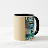 Funny London Alien Abduction Retro Sci-Fi Poster マグカップ (正面右)