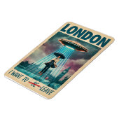 Funny London Alien Abduction Retro Sci-Fi Poster マグネット (左側)