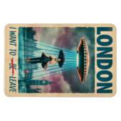 Funny London Alien Abduction Retro Sci-Fi Poster マグネット (横)