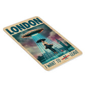 Funny London Alien Abduction Retro Sci-Fi Poster マグネット (右側)