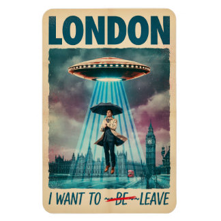 Funny London Alien Abduction Retro Sci-Fi Poster マグネット