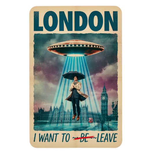 Funny London Alien Abduction Retro Sci-Fi Poster マグネット (縦)