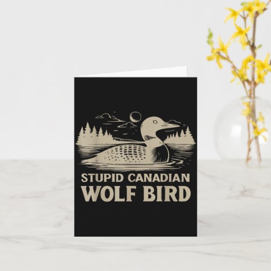 Funny Loon Bird, Stud Canadian Wolf Bird Humor Quo カード (黄色い花)