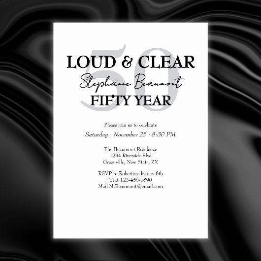Funny Loud and Clear 50th birthday invitation 招待状
