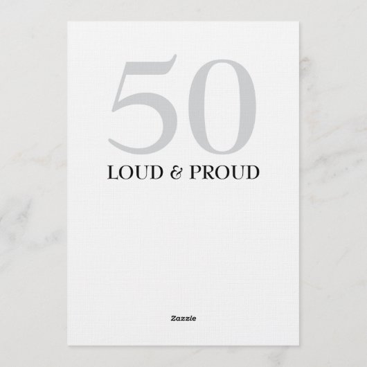 Funny Loud and Clear 50th birthday invitation 招待状 (裏面)