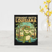 Funny Louisiana Alligator Retro Wildlife Travel Ba カード (黄色い花)