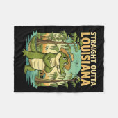 Funny Louisiana Alligator Retro Wildlife Travel Ba フリースブランケット (正面(横))