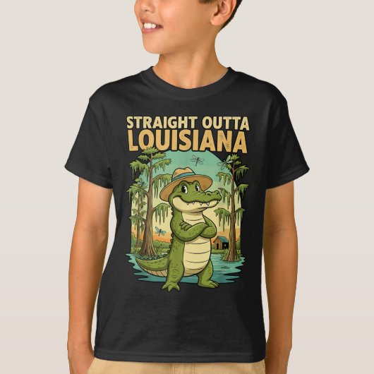 Funny Louisiana Alligator Retro Wildlife Travel Ba Tシャツ (正面)