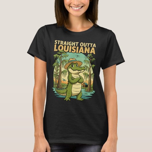 Funny Louisiana Alligator Retro Wildlife Travel Ba Tシャツ (正面)